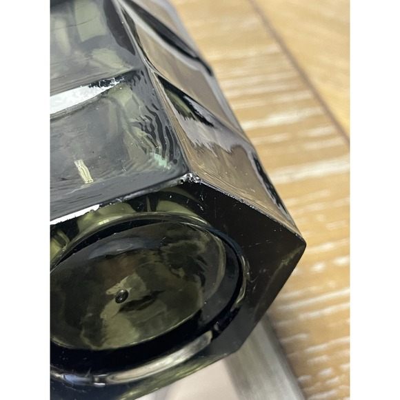 MCM Optical Glass Vase Hexagon Smoke Bogdan Kupczyk Zabkowice Glassworks Poland - Picture 11 of 12